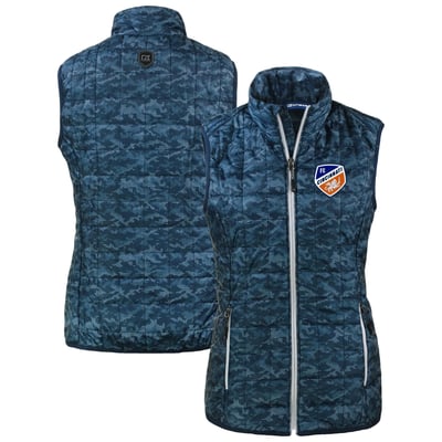  FC Cincinnati Cutter & Buck Women's Rainier PrimaLoft Eco Insulated Full-Zip Printed Puffer Vest - Navy